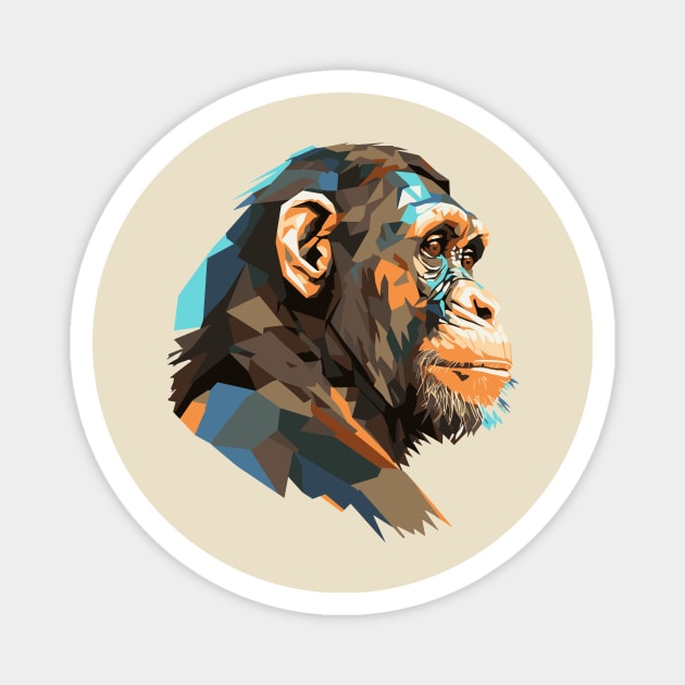 Cubist Style Chimpanzee Magnet by Cascade Merch